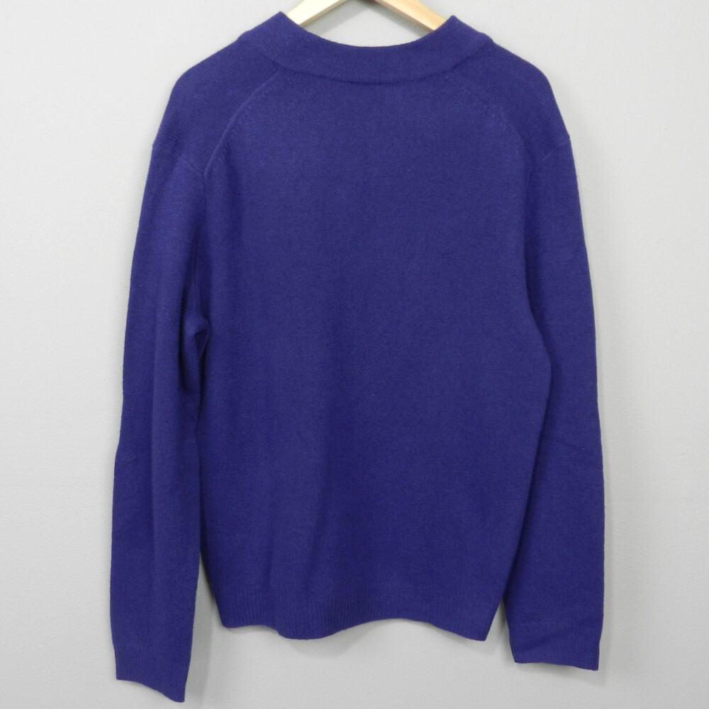 Armani Exchange Lambswool Deep V Neck Button Sweater Size M Indigo Purple Knit - Picture 6 of 8
